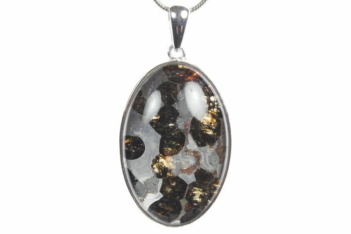 Sericho Pallasite Oval Meteorite Pendant - Kenya #351414